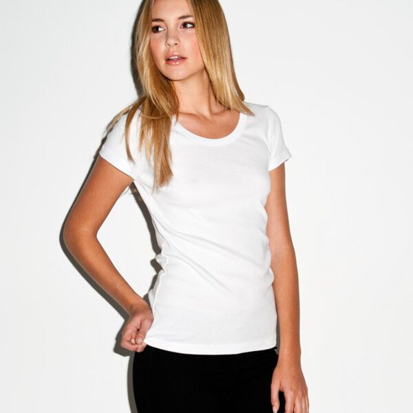 +CANVAS Ladies' Baby Rib Short-Sleeve Scoop Neck Tee Thumbnail