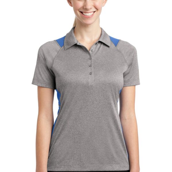 Sport Tek Ladies Heather Colorblock Contender ™ Polo Thumbnail
