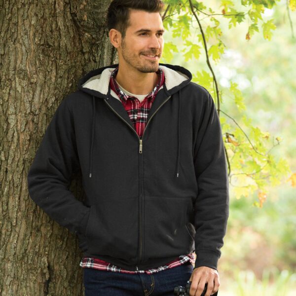 UltraClub Adult Sherpa-Lined Full-Zip Hooded Fleece Thumbnail