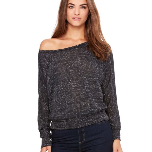 Bella + Canvas Women's Flowy Long Sleeve Off Shoulder Tee Thumbnail